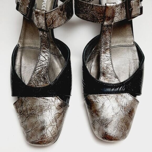 ROBERTO CAPUCCI Italy Genuine Leather T-strap Slingback Pump Heels Sz 7.5 AAA - Picture 6 of 16